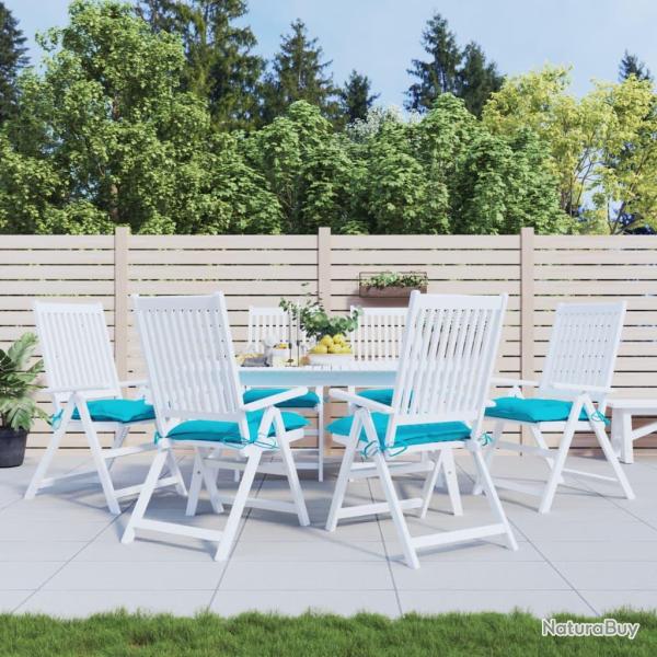 Coussins de chaise lot de 6 turquoise 40x40x7 cm tissu