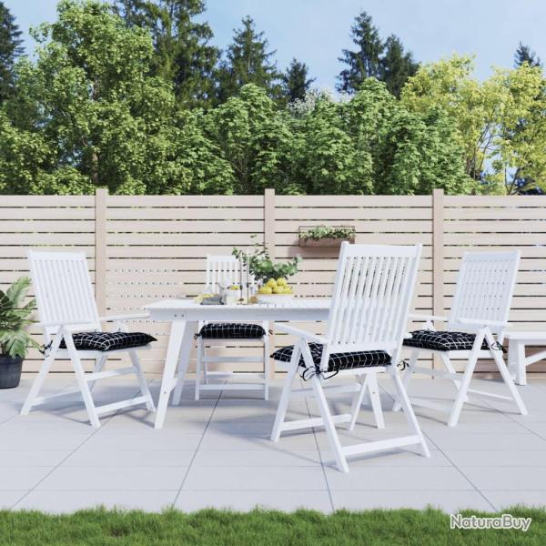 Coussins de chaise lot de 4 carreaux noir 50x50x7 cm