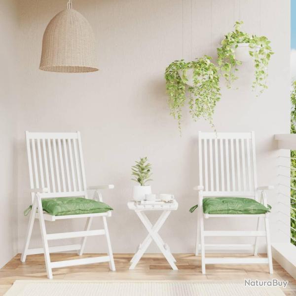 Coussins de chaise, 2 pi�ces, � motif de feuilles, 50 � 50 � 7 cm