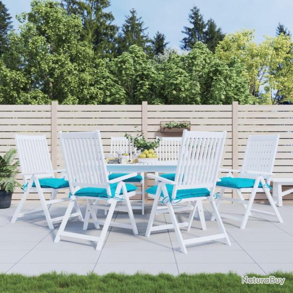 Coussins de chaise lot de 6 turquoise 50x50x7 cm tissu oxford