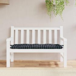 Coussin de banc de carreaux noir 120x50x7 cm tissu