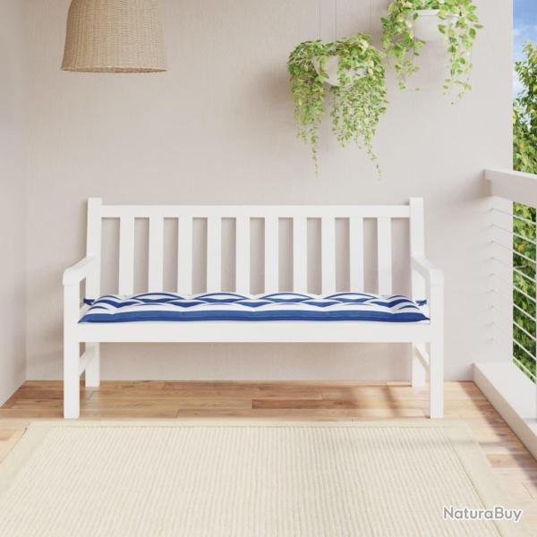 Coussin de banc de rayures bleues et blanches 150x50x7cm