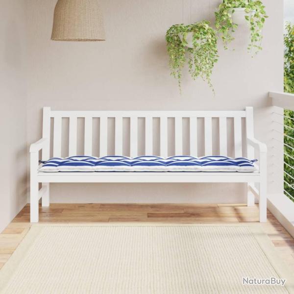 Coussin de banc de rayures bleues et blanches 180x50x7cm
