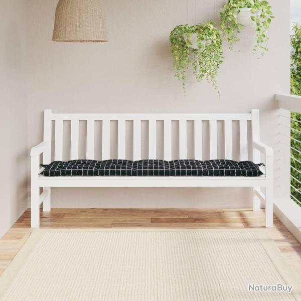 Coussin de banc de carreaux noir 180x50x7cm tissu oxford