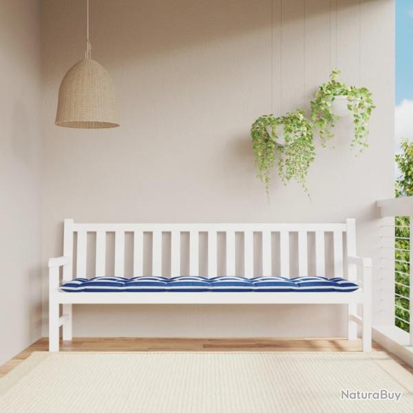 Coussin de banc de rayures bleues et blanches 200x50x7cm