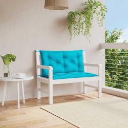 Coussins de banc de lot de 2 turquoise 100x50x7 cm tissu