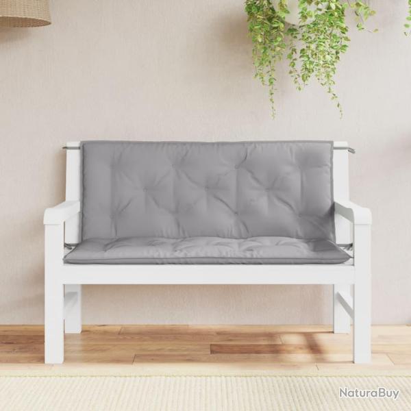 Coussins de banc lot de 2 gris 120x50x7 cm tissu Oxford