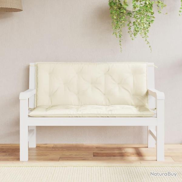 Coussins de banc de lot de 2 blanc cr�me tissu Oxford