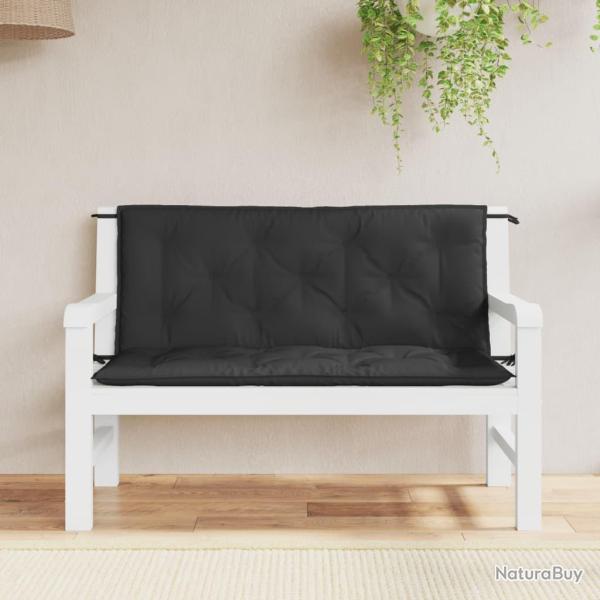 Coussins de banc lot de 2 noir 120x50x7 cm tissu Oxford