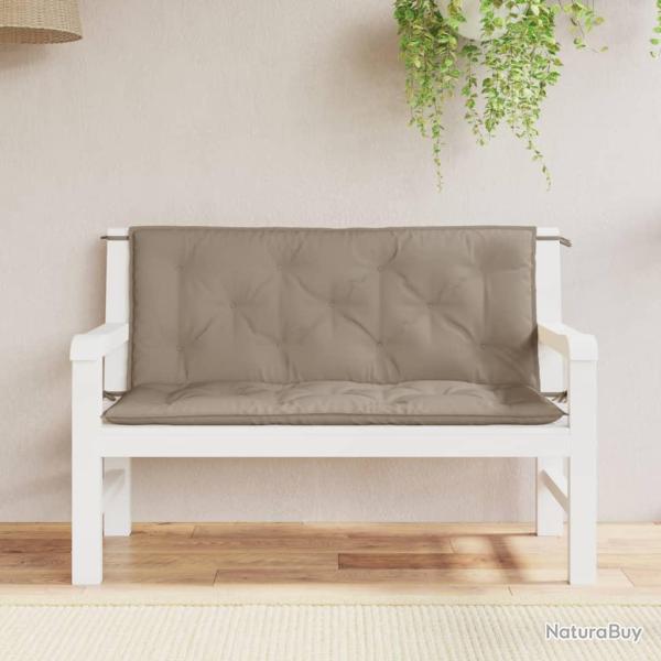 Coussins de banc lot de 2 taupe 120x50x7 cm tissu Oxford