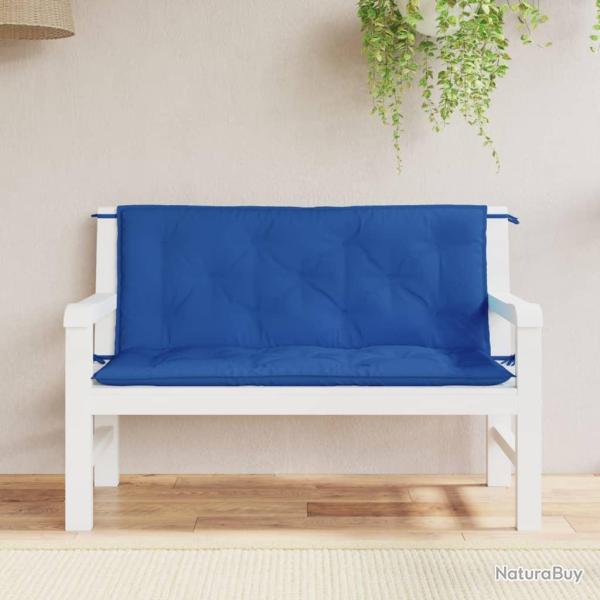 Coussins de banc lot de 2 bleu 120x50x7 cm tissu Oxford