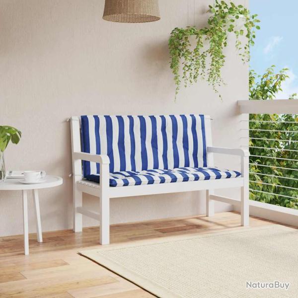 Coussins de banc de lot de 2 rayures bleues et blanches