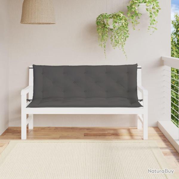 Coussins de banc de lot de 2 anthracite tissu Oxford