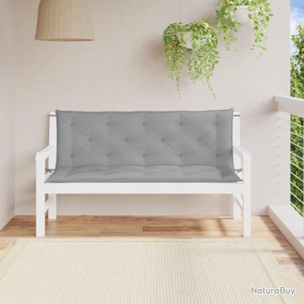 Coussins de banc lot de 2 gris 150x50x7 cm tissu Oxford