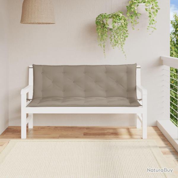 Coussins de banc lot de 2 taupe 150x50x7 cm tissu Oxford