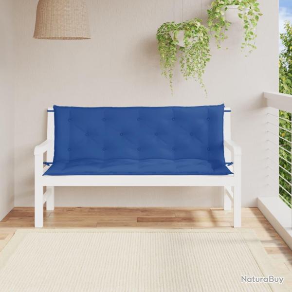 Coussins de banc lot de 2 bleu 150x50x7 cm tissu Oxford