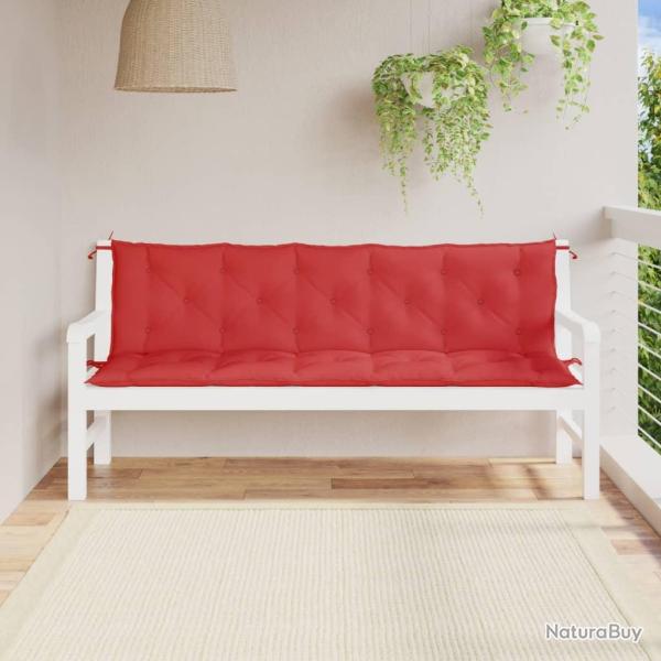 Coussins de banc lot de 2 rouge 180x50x7 cm tissu Oxford