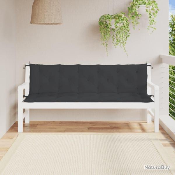 Coussins de banc lot de 2 noir 180x50x7 cm tissu Oxford