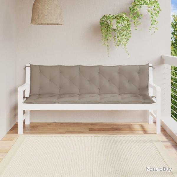 Coussins de banc lot de 2 taupe 180x50x7 cm tissu Oxford