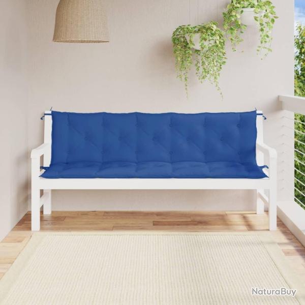 Coussins de banc lot de 2 bleu 180x50x7 cm tissu Oxford