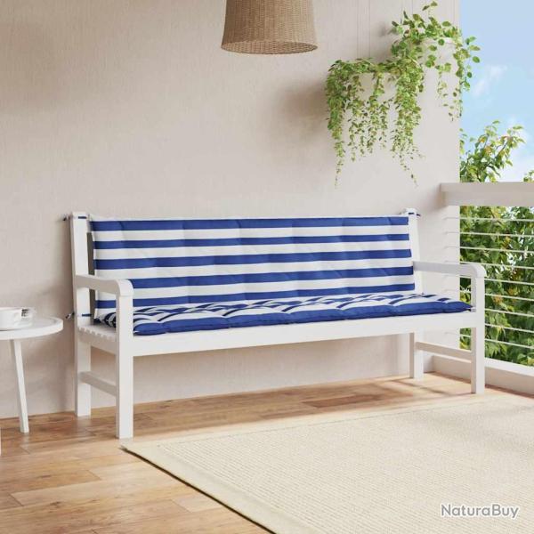 Coussins de banc de lot de 2 rayures bleues/blanches