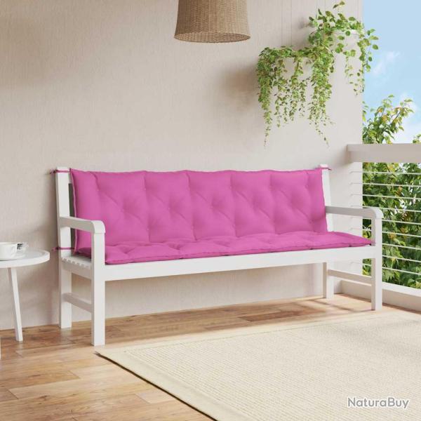 Coussins de banc de lot de 2 rose tissu Oxford