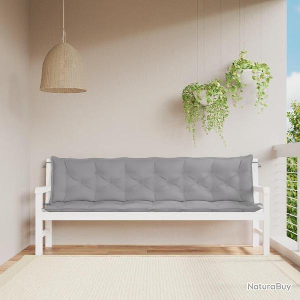 Coussins de banc lot de 2 gris 200x50x7 cm tissu Oxford
