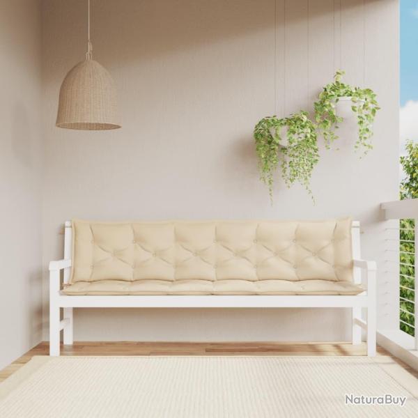 Coussins de banc lot de 2 beige 200x50x7 cm tissu Oxford
