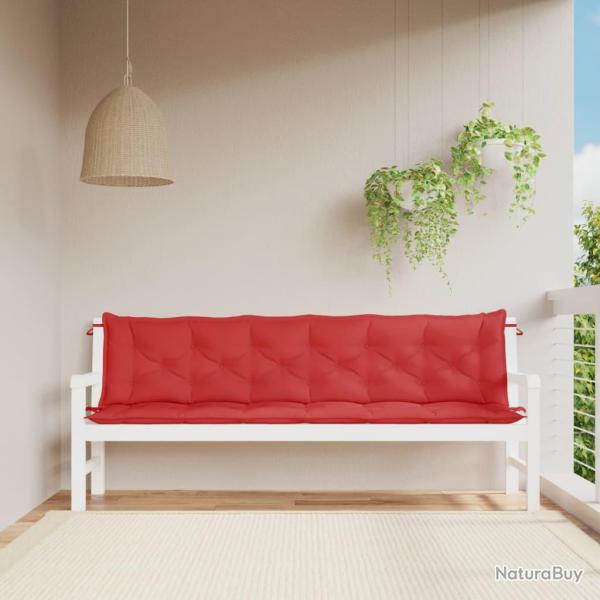Coussins de banc lot de 2 rouge 200x50x7 cm tissu Oxford