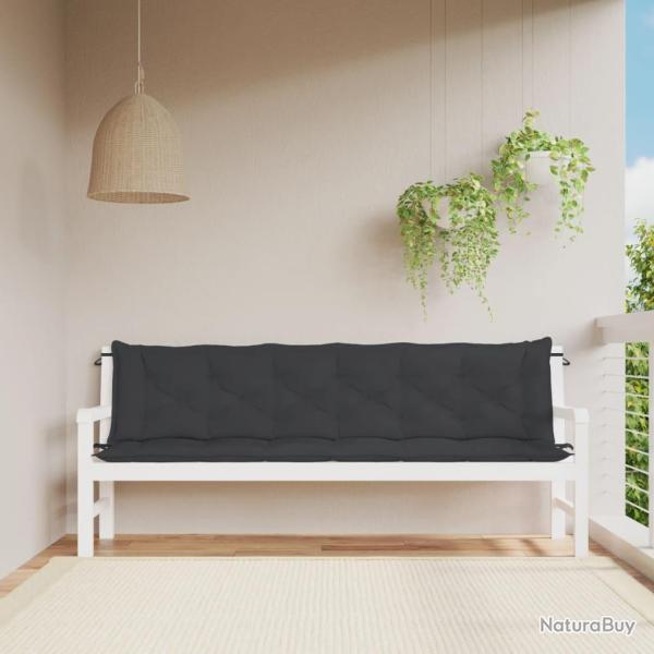 Coussins de banc lot de 2 noir 200x50x7 cm tissu Oxford