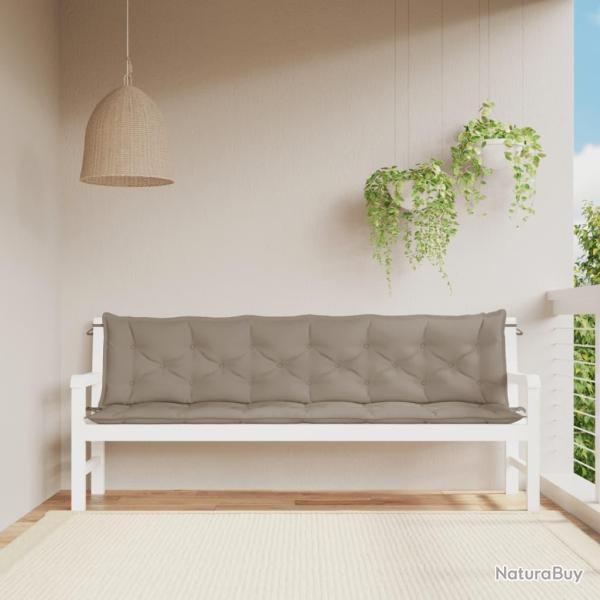 Coussins de banc lot de 2 taupe 200x50x7 cm tissu Oxford