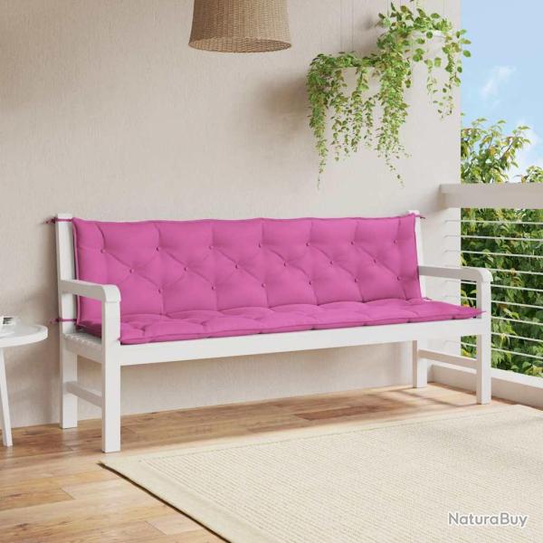 Coussins de banc de lot de 2 rose 200x50x7 cm tissu