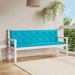 Coussins de banc de lot de 2 turquoise 200x50x7 cm tissu