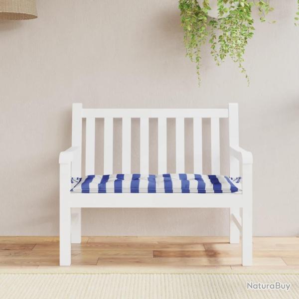 Coussin de banc de rayures bleues et blanches 110x50x7cm