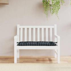 Coussin de banc de carreaux noir 110x50x7 cm tissu