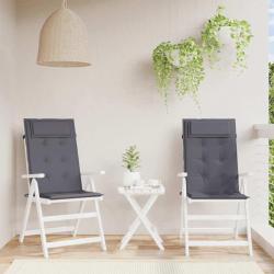 Coussins de chaise &agrave; dossier haut lot de 2 anthracite