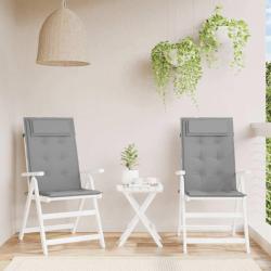 Coussins de chaise &agrave; dossier haut lot de 2 gris tissu oxford