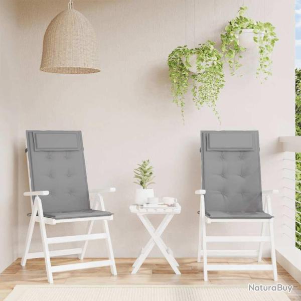 Coussins de chaise � dossier haut lot de 2 gris tissu oxford