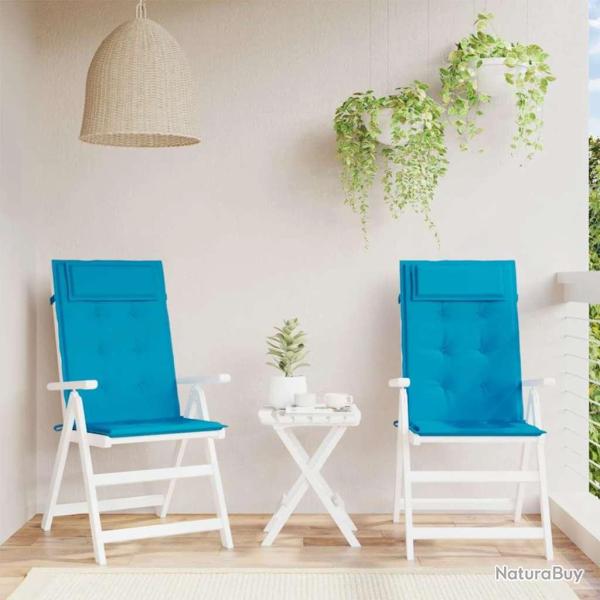 Coussins de chaise � dossier haut lot de 2 bleu clair