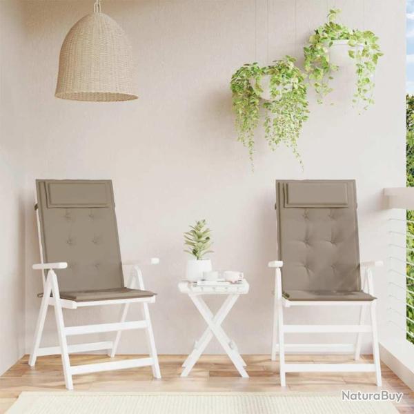 Coussins de chaise � dossier haut lot de 2 taupe tissu oxford