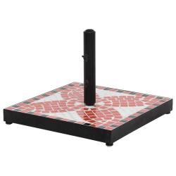 Base de parasol terre cuite et blanc carr&eacute; 12 kg