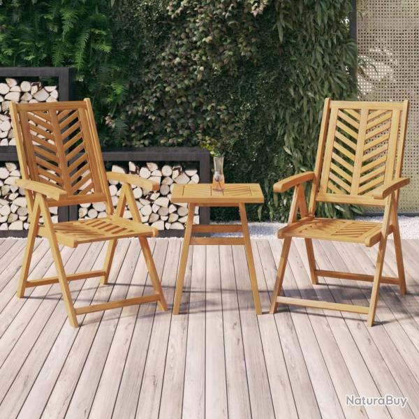 Chaises de inclinables lot de 2 bois massif d'acacia