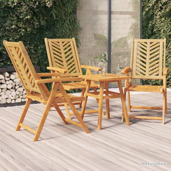 Chaises de inclinables lot de 3 bois massif d'acacia