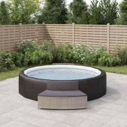 Bancs de spa avec coussins lot de 2 gris r&eacute;sine tress&eacute;e
