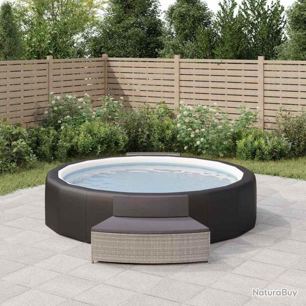 Bancs de spa avec coussins lot de 2 gris r�sine tress�e