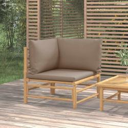 Canap&eacute; d'angle de avec coussins taupe bambou
