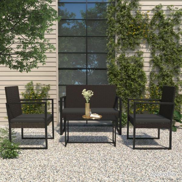 Banc de avec coussins noir 106 cm r�sine tress�e