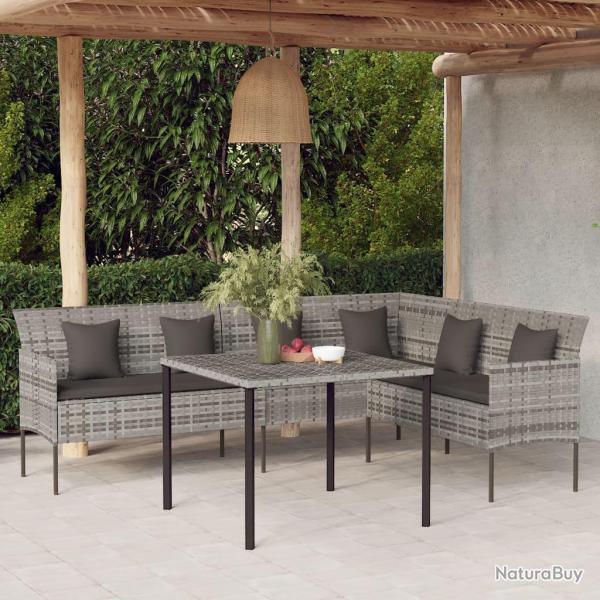Canap� de en forme de L et coussins gris r�sine tress�e