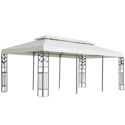 Belv&eacute;d&egrave;re &agrave; double toit blanc 6x3 m acier