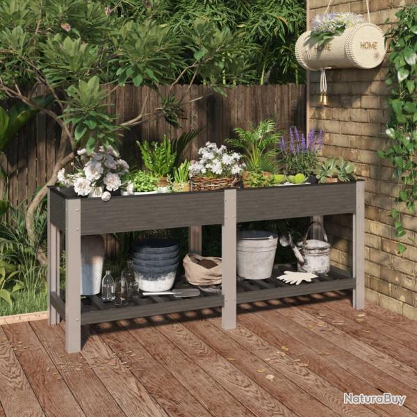 Lit sur�lev� de avec �tag�re Gris 175x50x75 cm WPC
